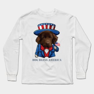 Newfoundland Dog Bless America Long Sleeve T-Shirt